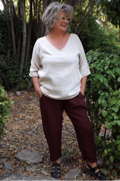 Pantalon lin Gabriel et top en gaze de coton