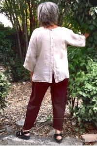 Top en lin réversible femme – boutonnage devant ou dos, polyvalent