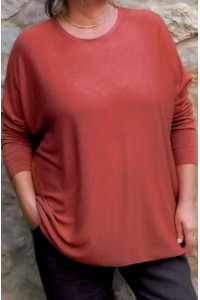 pull léger grande taille rouille femme - angora et laine doux
