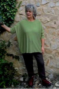 pull léger grande taille vert chiné femme - angora et laine doux