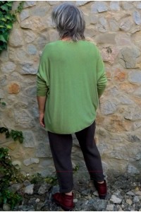 pull léger grande taille vert chiné femme - angora et laine doux