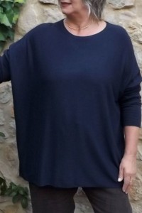 pull léger grande taille marine femme - angora et laine doux