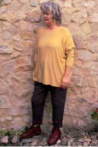pull léger grande taille moutarde chiné femme - angora et laine doux