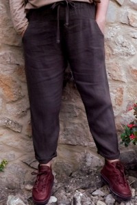 Pantalon en lin grande taille femme avec ceinture élastique – confort