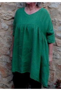 Tunique lin pour femme grande taille de couleur vert basilic.