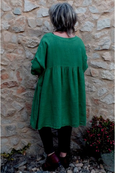 Tunique lin pour femme grande taille de couleur vert basilic.