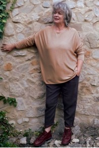 pull léger grande taille beige chiné femme - angora et laine doux