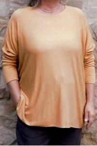 pull léger grande taille moutarde chiné femme - angora et laine doux