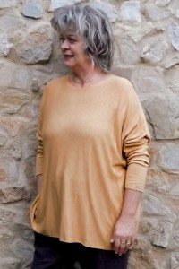 pull léger grande taille moutarde chiné femme - angora et laine doux