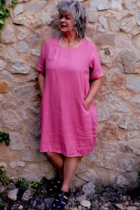 Robe en lin Eva couleur rose hibiscus