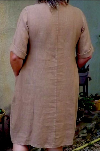 Robe en lin beige Pérou grande taille – Élégance et confort