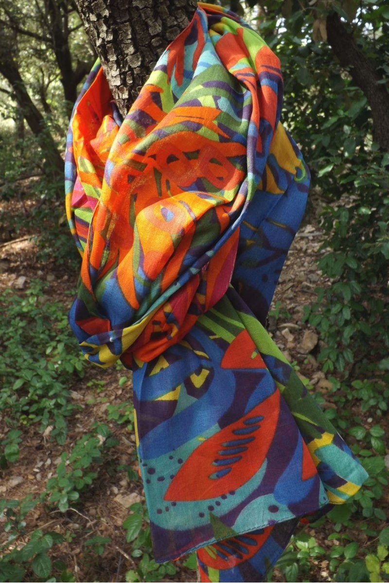 Foulard coton Aya multicolore Foulard coton Aya multicolore