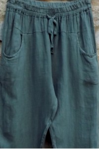 Pantalon lin petite taille Petit Gabi kaki