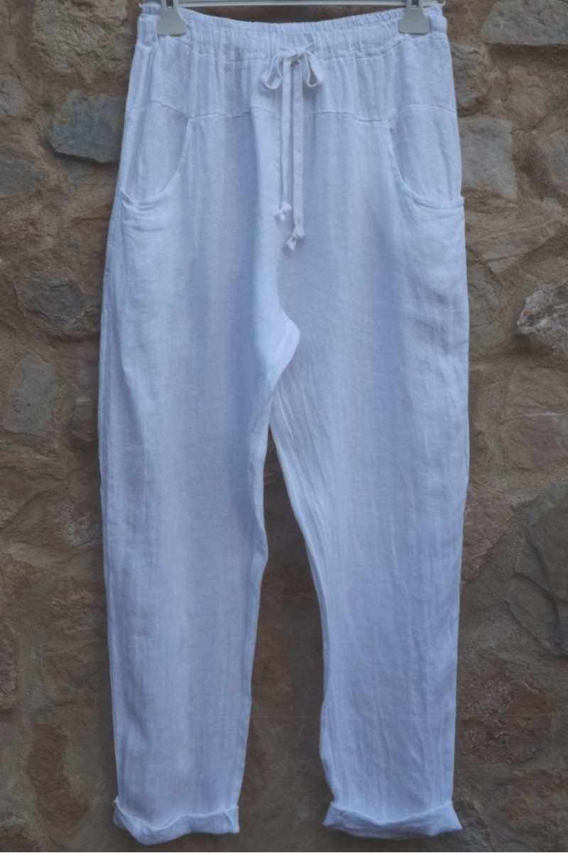 Pantalon lin petite taille Petit Gabi blanc Pantalon lin petite taille Petit Gabi blanc