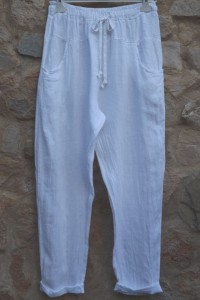 Pantalon lin petite taille Petit Gabi blanc