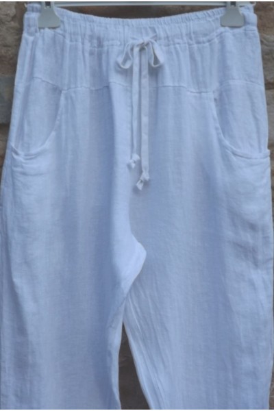 Pantalon en lin blanc petite taille tendance - confortable et pratique