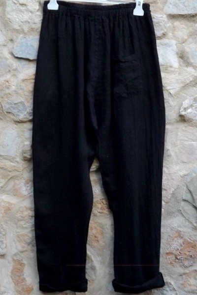 Pantalon en lin noir petite taille tendance - confortable et pratique