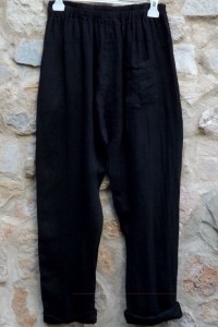 Pantalon en lin noir petite taille tendance - confortable et pratique