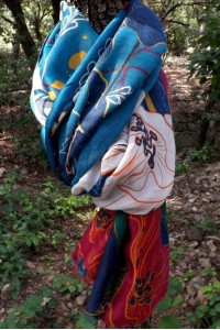 Foulard coton et viscose Ida bleu
