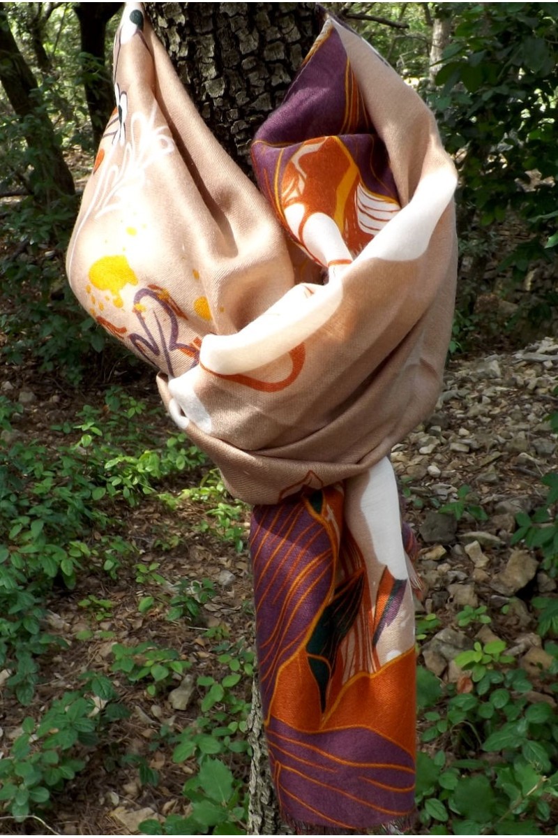 foulard coton et viscose Ida beige foulard coton et viscose Ida beige