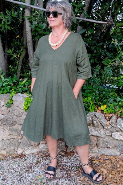 Robe en lin Louisa Kaki