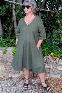 Robe en lin Louisa Kaki