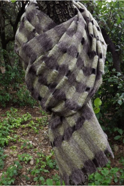 Echarpe en laine, cachemire et viscose Sora Kaki Chocolat