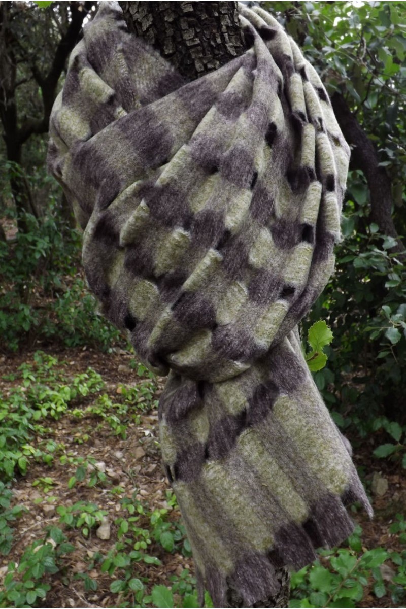 Echarpe en laine, cachemire et viscose Sora Kaki Chocolat