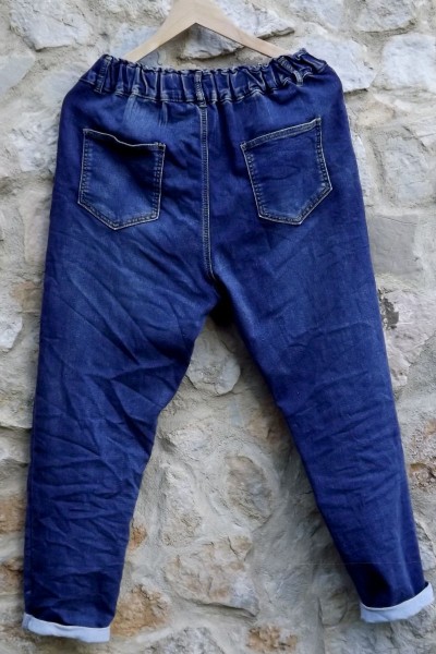 Jean femme tendance - Taille haute élastique, boutons originaux design