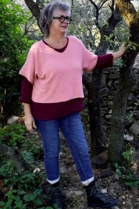 Top gaze de coton Colin Prune et Pull Siméon Rose doux