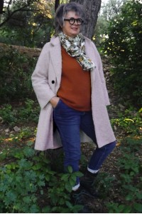Manteau long femme grande taille coupe droite en laine - deux poches