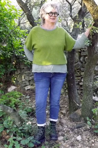 Pull vert femme over size col rond – Doux, chaud et sans laine