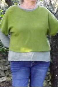 Pull vert femme over size col rond – Doux, chaud et sans laine