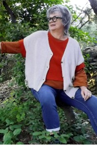 Gilet beige sans manches femme grande taille maille laine – 4 boutons