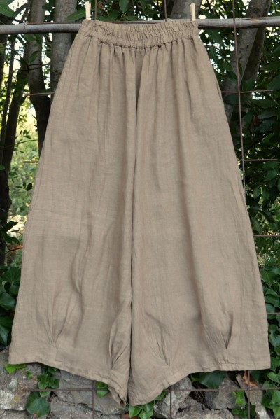 Pantalon lin large Leopold Beige