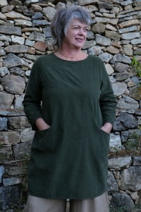 Tunique ou robe courte en velours de coton Mathilde kaki