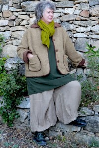 Veste polaire Femme beige over size Détails Velours, 2 Poches, Boutons