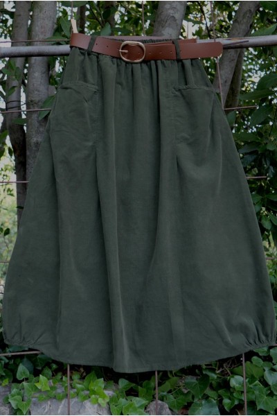 Jupe velours coton Léonie kaki