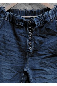 Jean femme tendance - Taille haute élastique, boutons originaux design