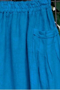 Jupe Grande Taille en Lin turquoise – Taille Élastiquée et Poches