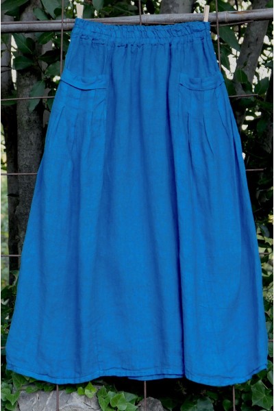 Jupe lin Gaelle Bleu turquoise foncé