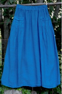 Jupe lin Gaelle Bleu turquoise foncé