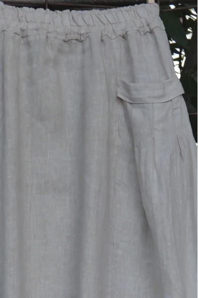 Jupe femme Grande Taille en Lin beige – Taille Élastiquée et Poches