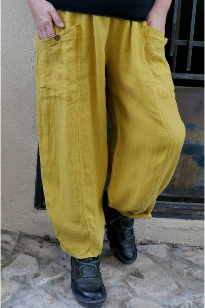 Pantalon lin Ursule Moutarde