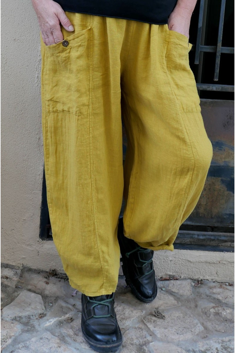 Pantalon lin Ursule Moutarde Pantalon lin Ursule Moutarde