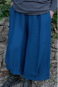 Pantalon lin large Leopold Bleu pétrole