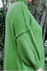 Pull Femme Over size Grande Taille Vert Pop – Col Cheminée, Laine