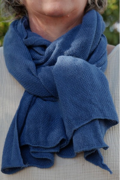 Echarpe laine bleu jean