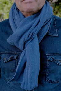 Echarpe laine bleu jean