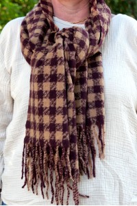Echarpe laine mixte carreaux Bordeaux & Beige